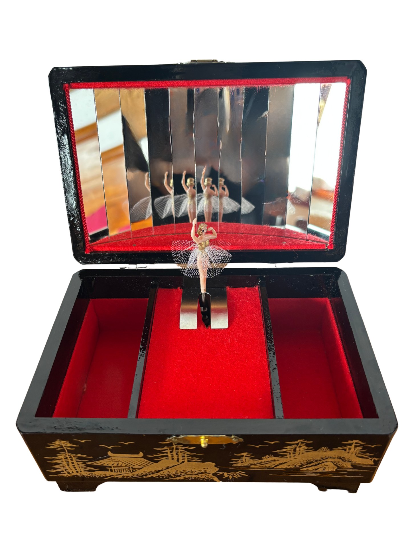 Vintage Japanese Black Lacquer Music Box