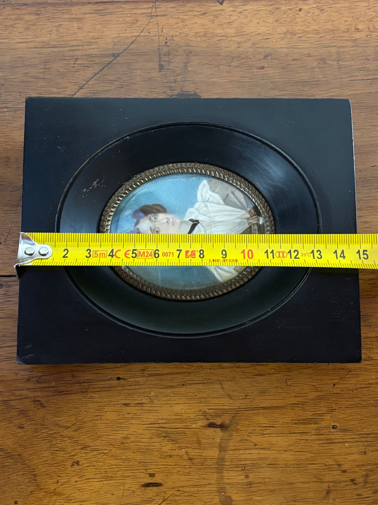 Antique Miniature – Portrait of a Woman on Paper with Wooden Frame