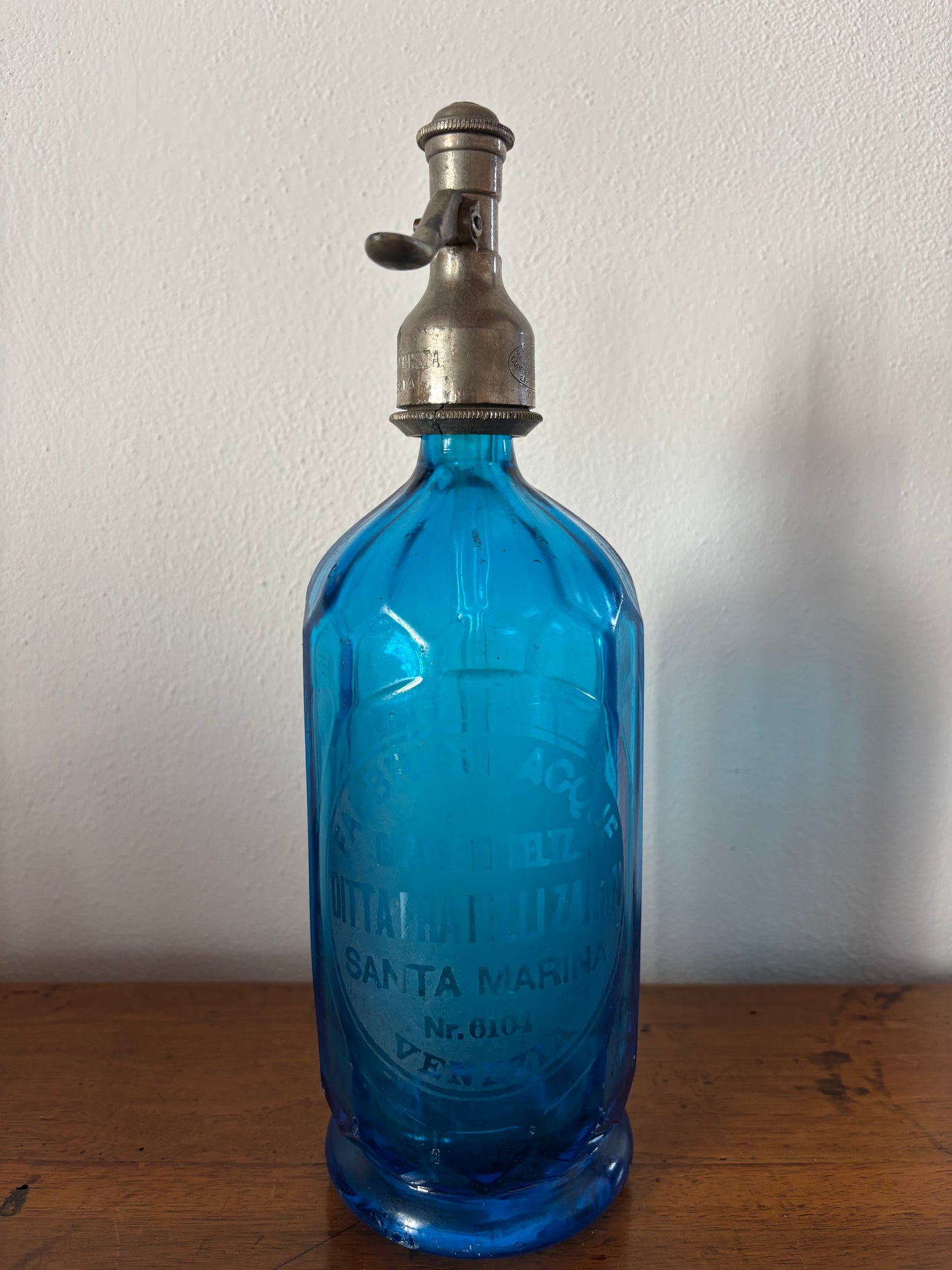 Bottiglia a Sifone in Vetro Blu – Ditta Fratelli Zanini Venezia | Vintage da Collezione