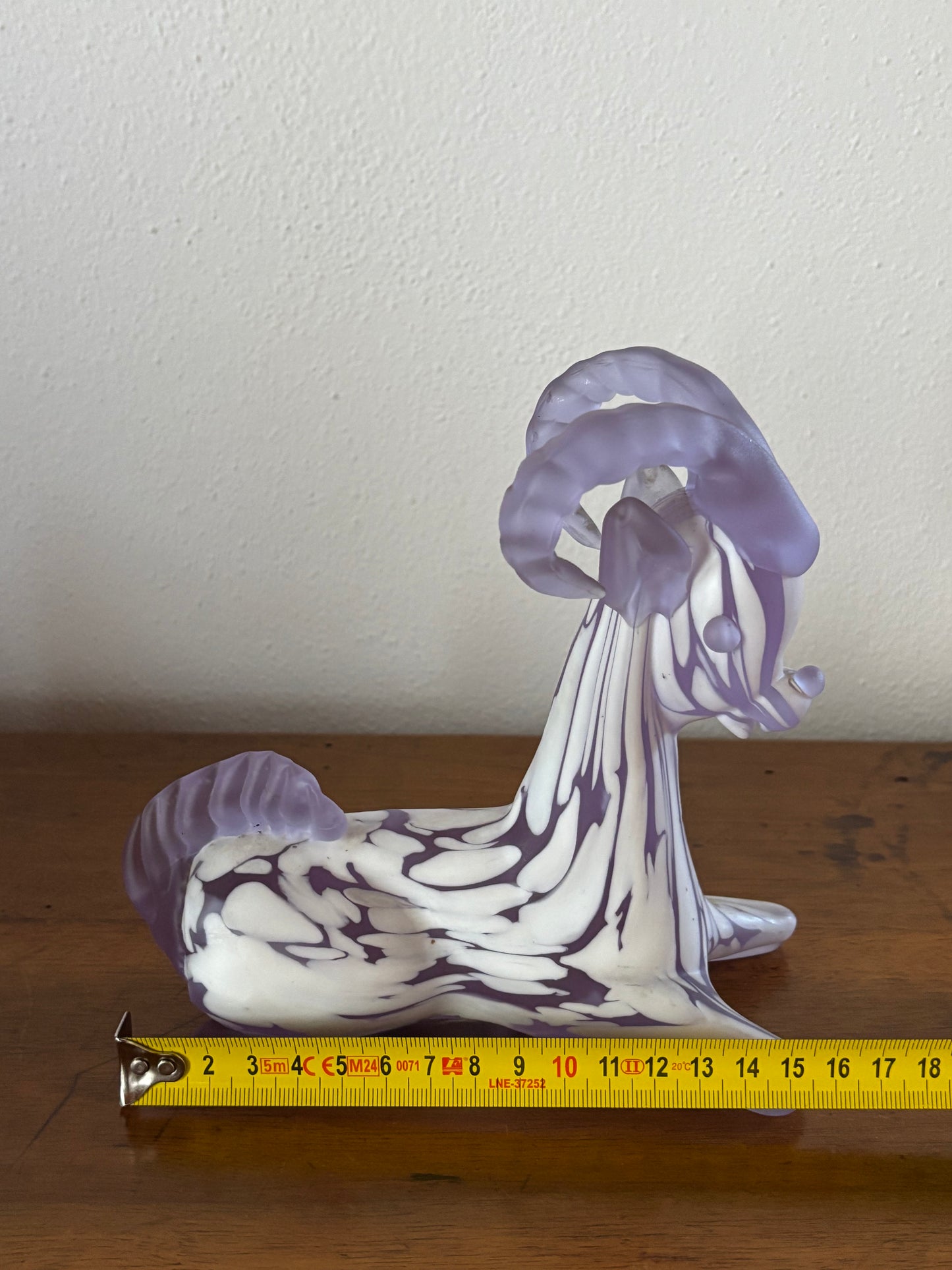 Mountain Goat in Glass – Handmade Violet and White Sculpture