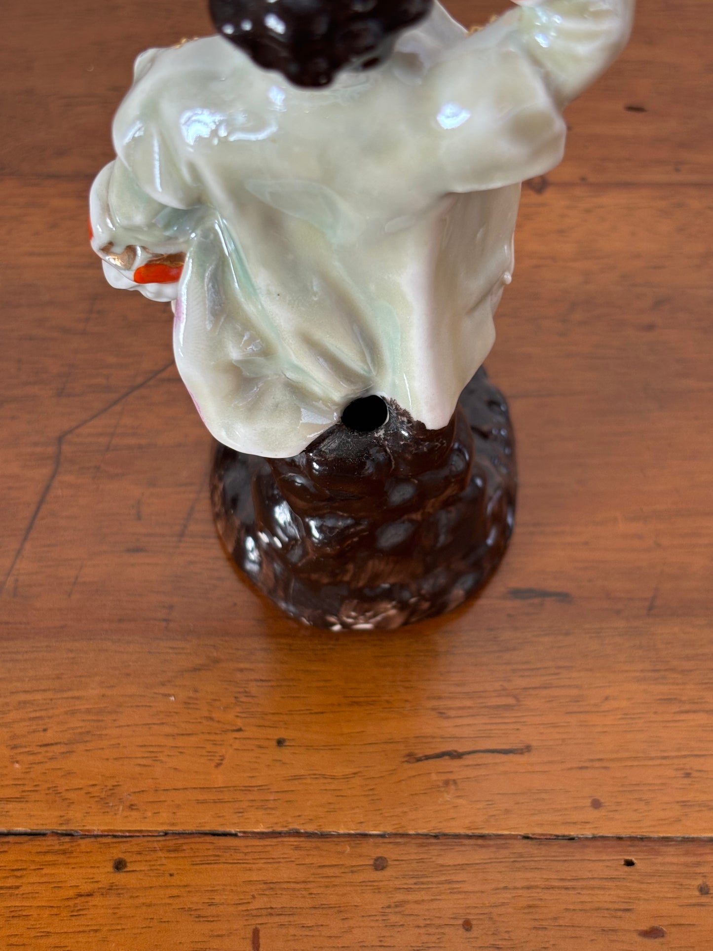 Staffordshire Ceramic Quill Holder – Young Man with Basket