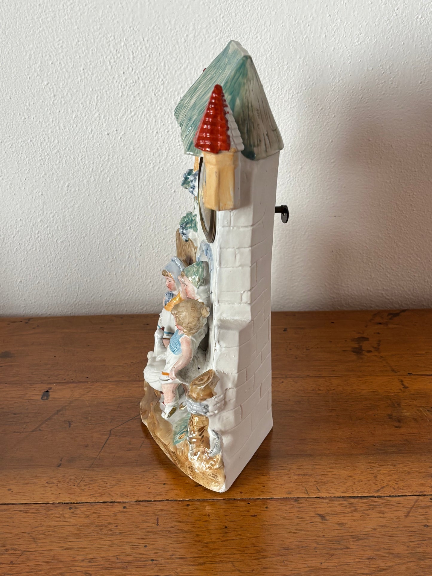 Orologio in ceramica decorativa Made in Germany – scena campestre con bambini e oche
