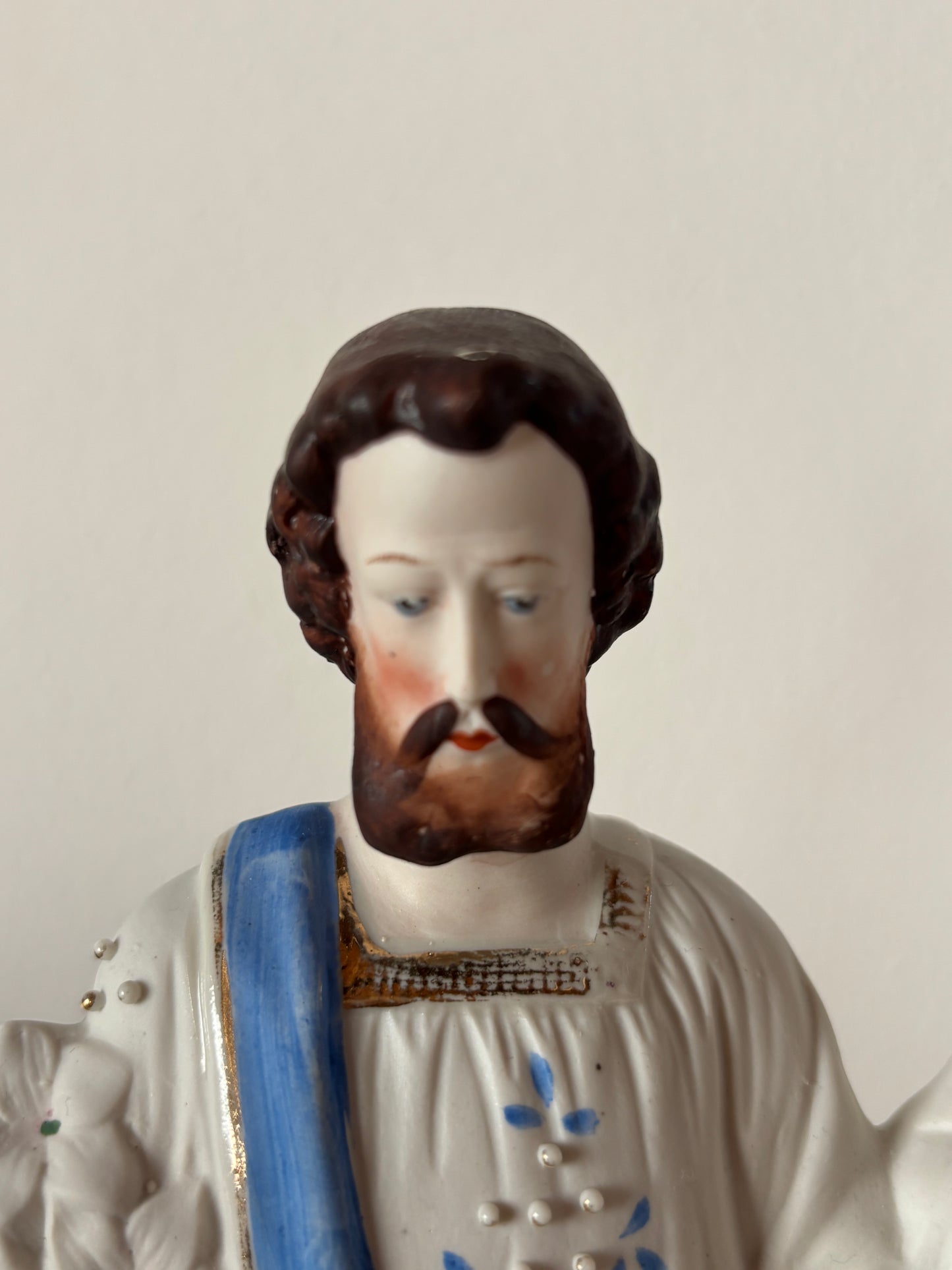 Statua Sacra Famiglia in Ceramica Vintage – Madonna, San Giuseppe e Gesù Bambino