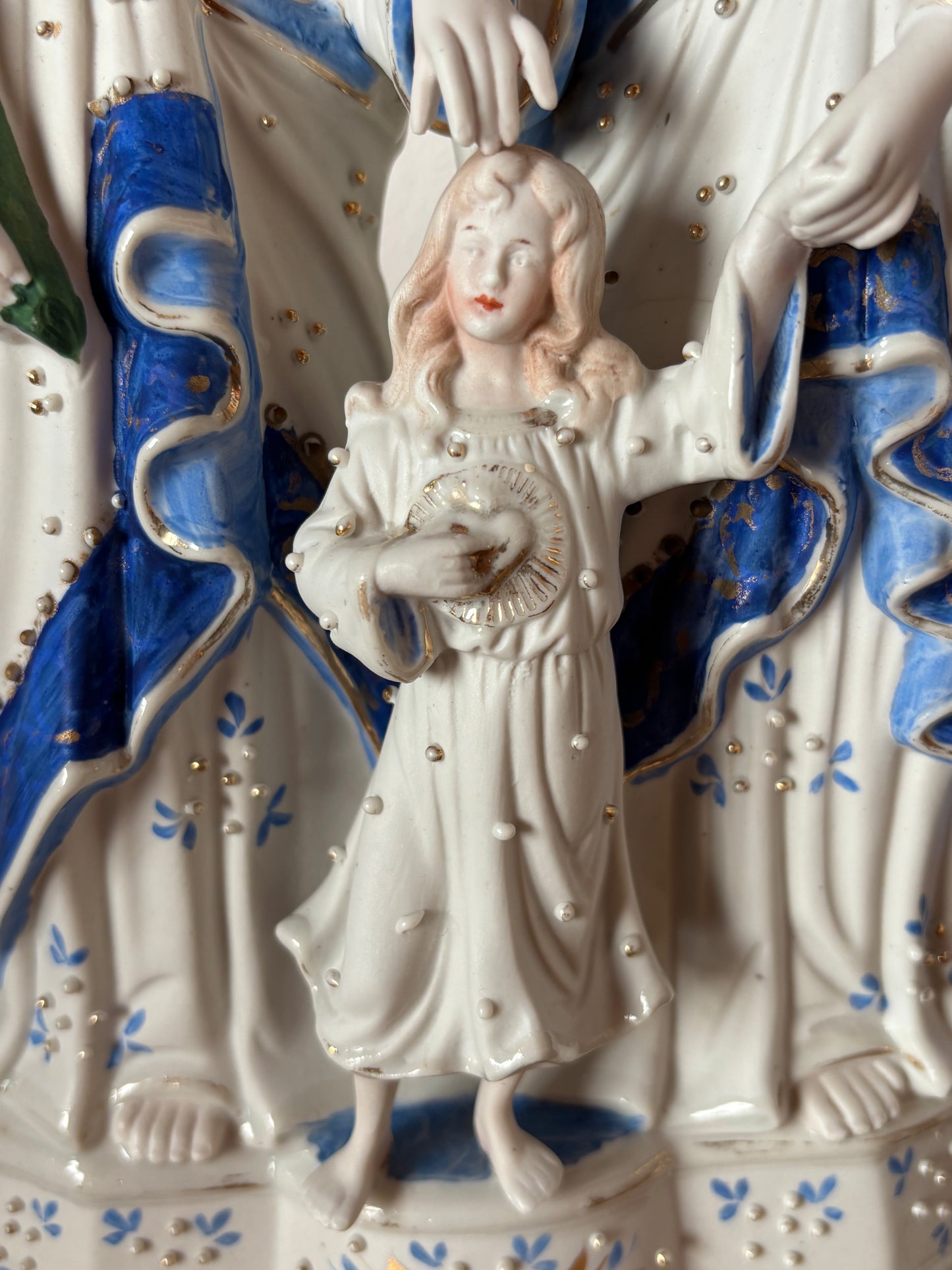 Statua Sacra Famiglia in Ceramica Vintage – Madonna, San Giuseppe e Gesù Bambino