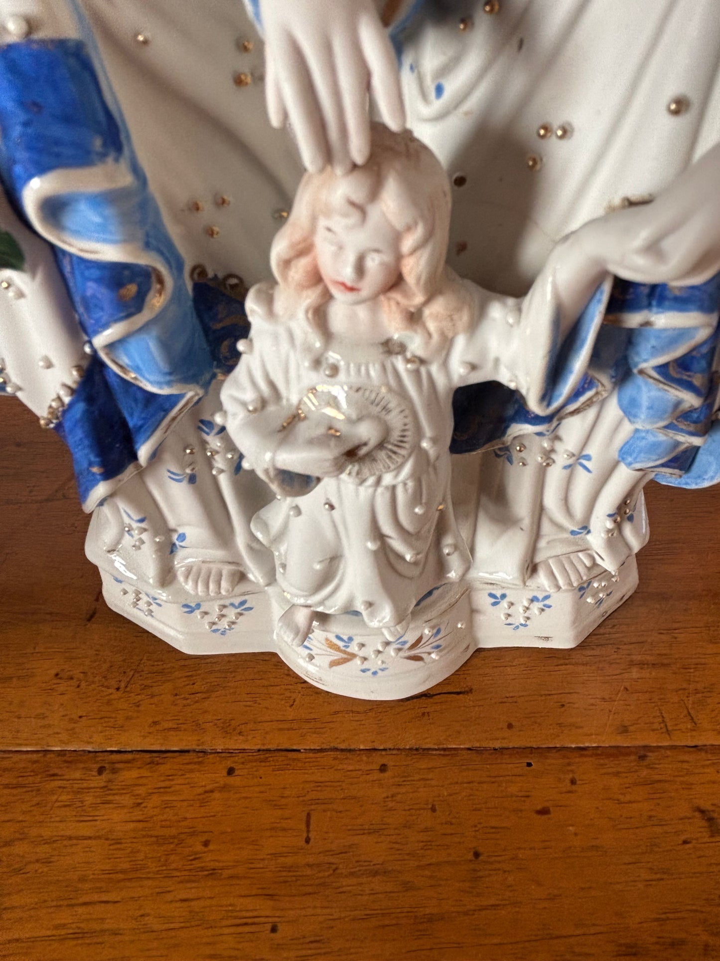 Statua Sacra Famiglia in Ceramica Vintage – Madonna, San Giuseppe e Gesù Bambino