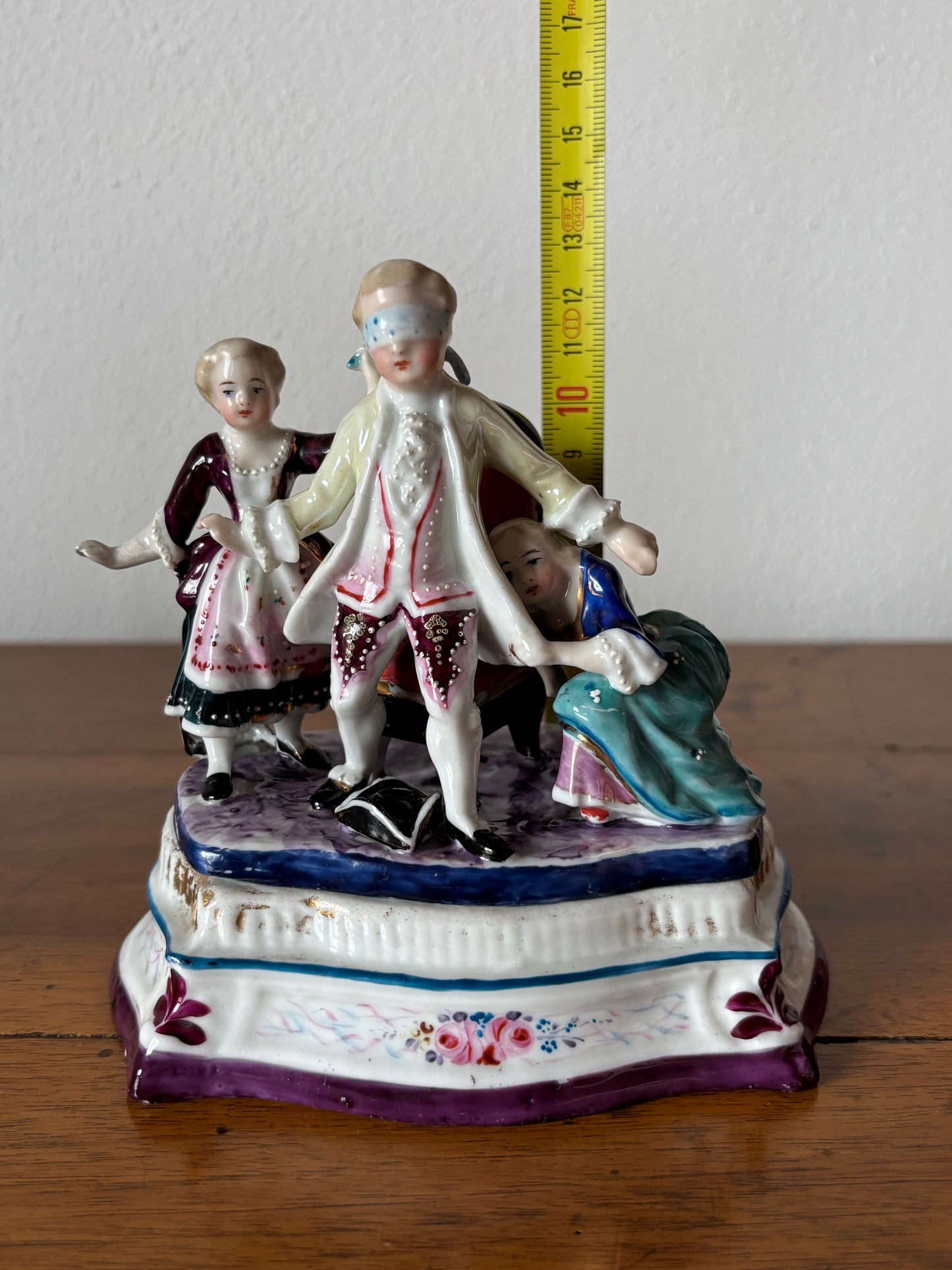 Ceramic Inkwell from the 1900s – Aristocratic Scene with Blind Man's Bluff