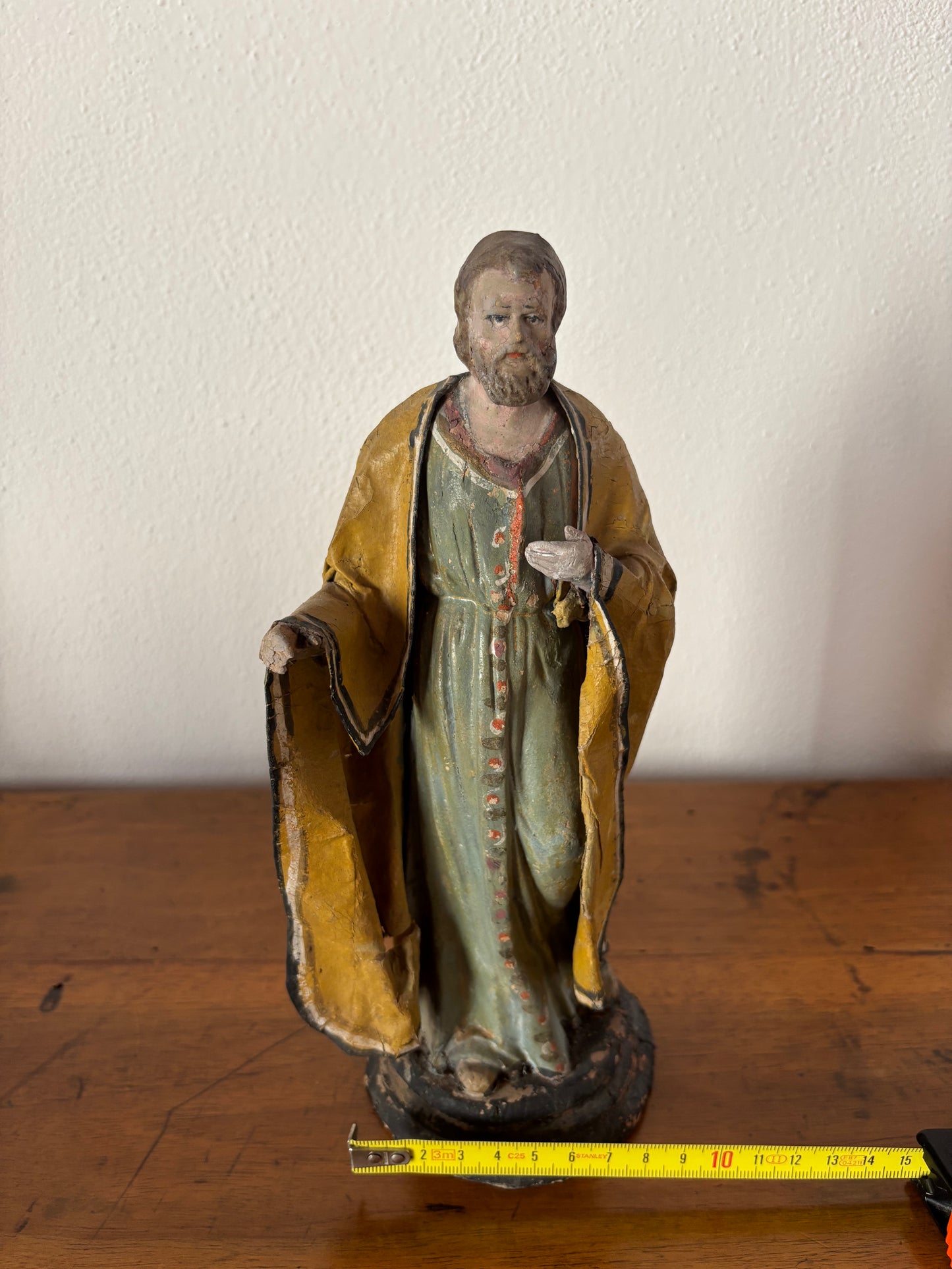 Statuina di San Giuseppe in terracotta con abiti in cartapesta