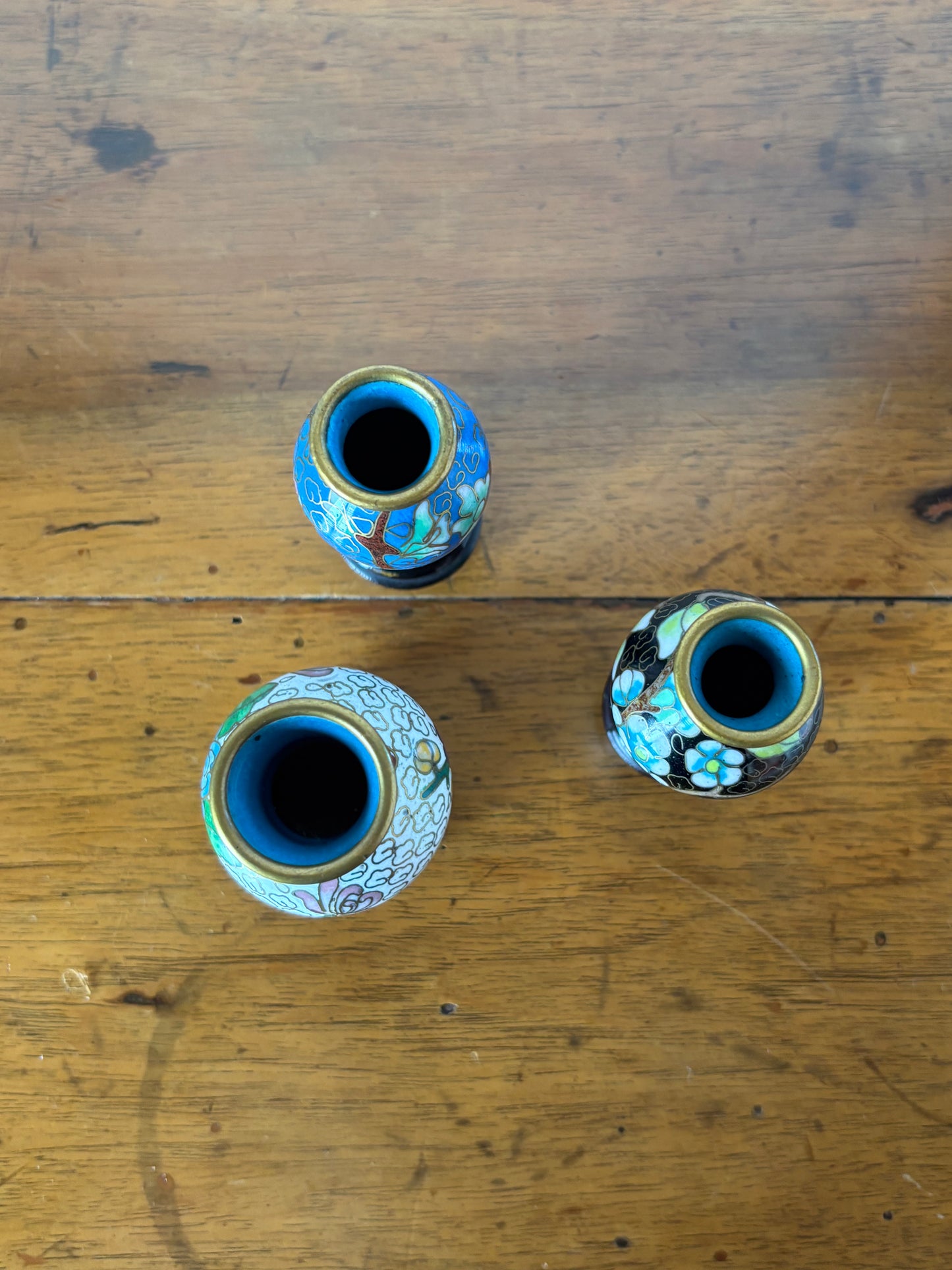 Set di vasi cinesi in miniatura cloisonné