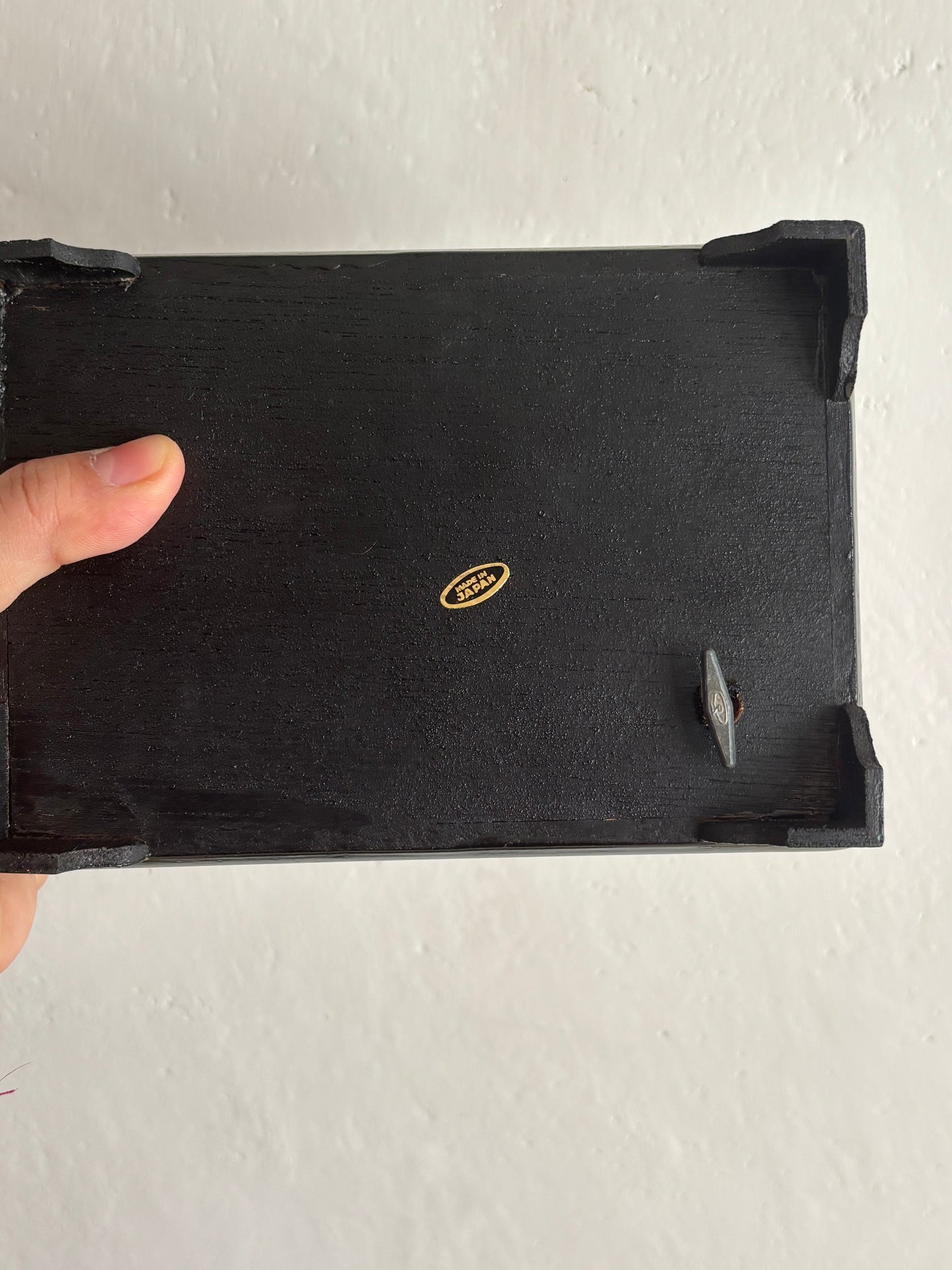 Portagioie giapponese vintage laccato con carillon funzionante – paesaggio con Monte Fuji