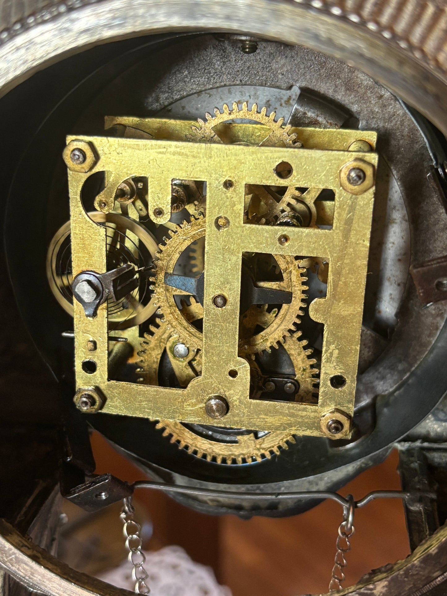 Vintage Mantel Clock with Woman on Swing