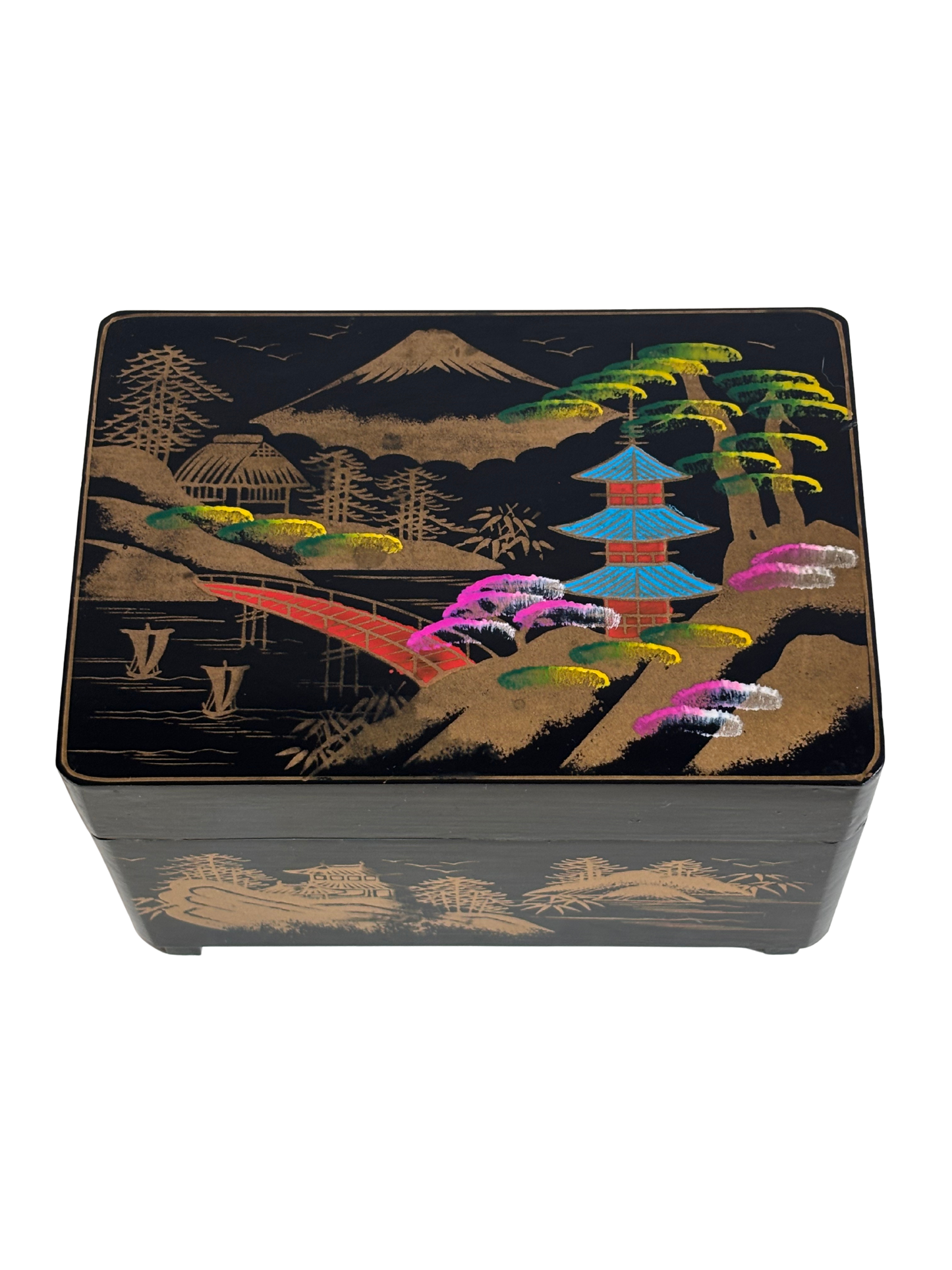 Kleines japanisches Vintage‑Schmuckkästchen mit Spieluhr