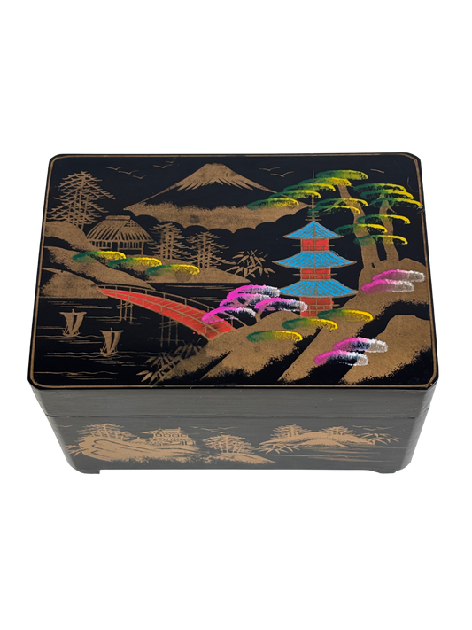 Kleines japanisches Vintage‑Schmuckkästchen mit Spieluhr