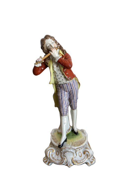 Statuetta in porcellana di musicista con flauto – attribuibile a Ludwigsburg