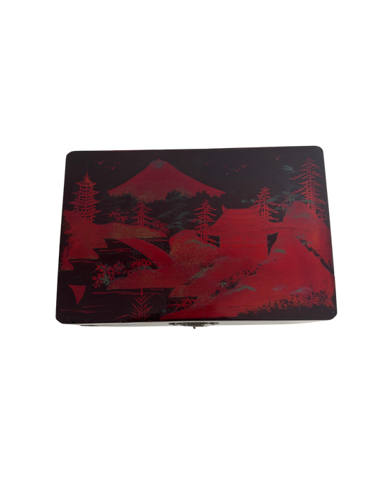 Portagioie giapponese vintage con carillon funzionante – lacca nera e ballerina