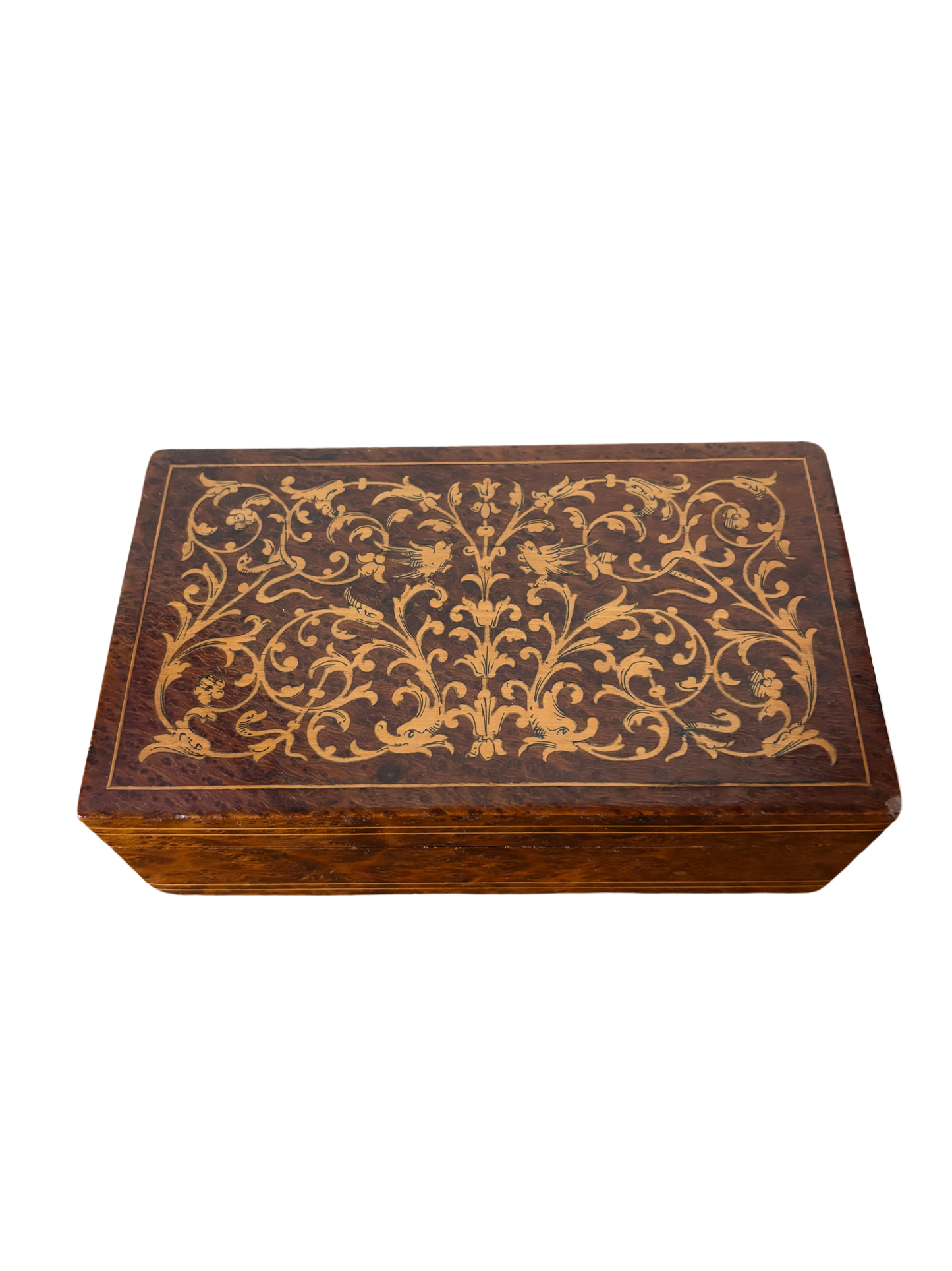 Vintage wooden inlaid jewelry box with music box – Timeless artisanal elegance