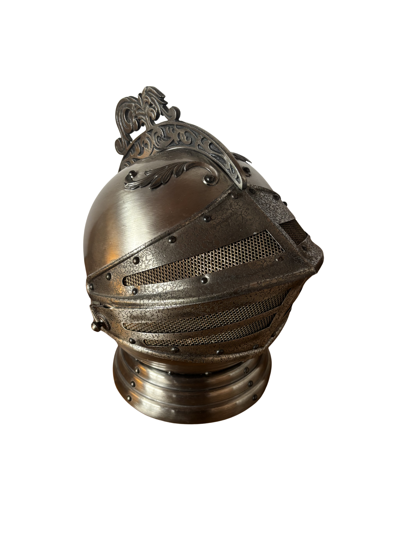 Vintage bar helmet with music box and liquor set