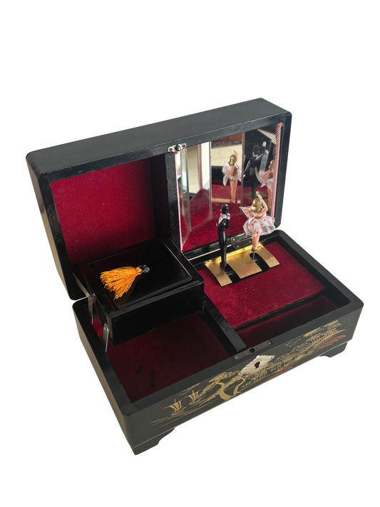 Portagioie giapponese vintage con carillon e coppia di ballerini