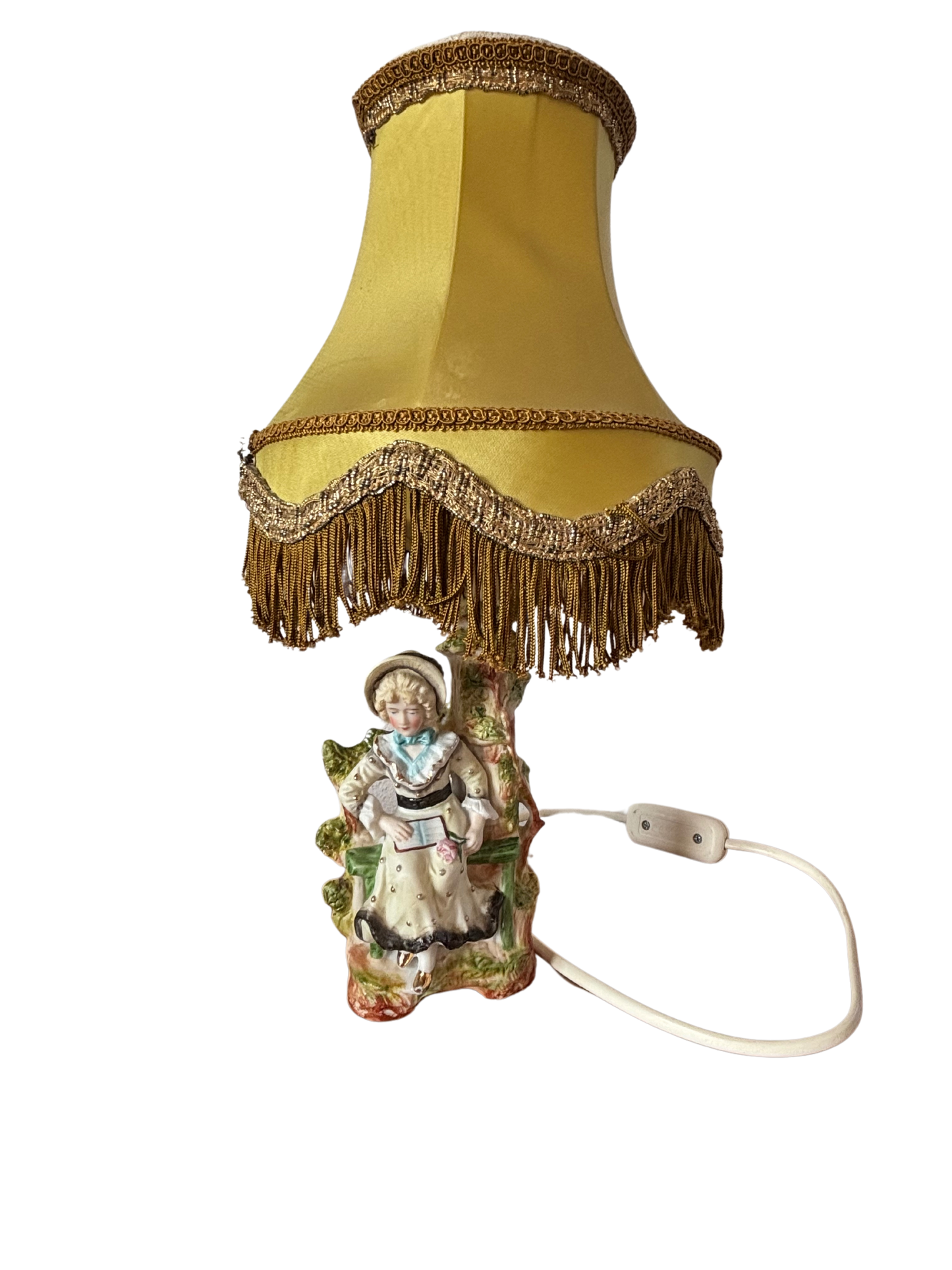 Lampada da Tavolo Vintage in Ceramica Bisquit