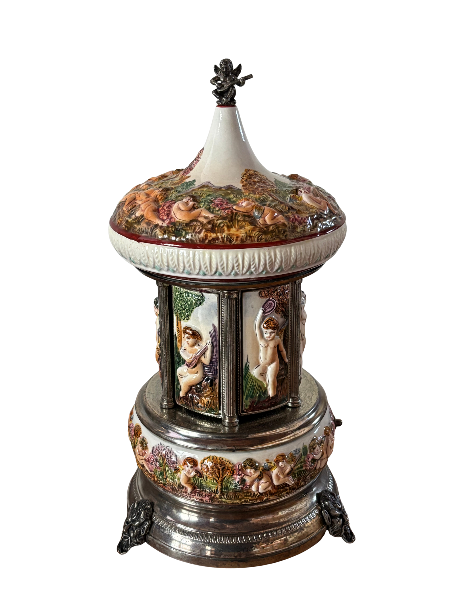 Portasigarette in ceramica stile Capodimonte, funzionante e in ottime condizioni