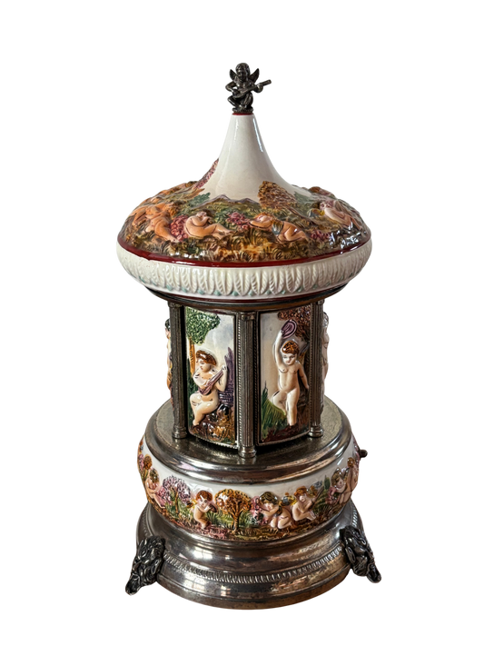 Portasigarette in ceramica stile Capodimonte, funzionante e in ottime condizioni