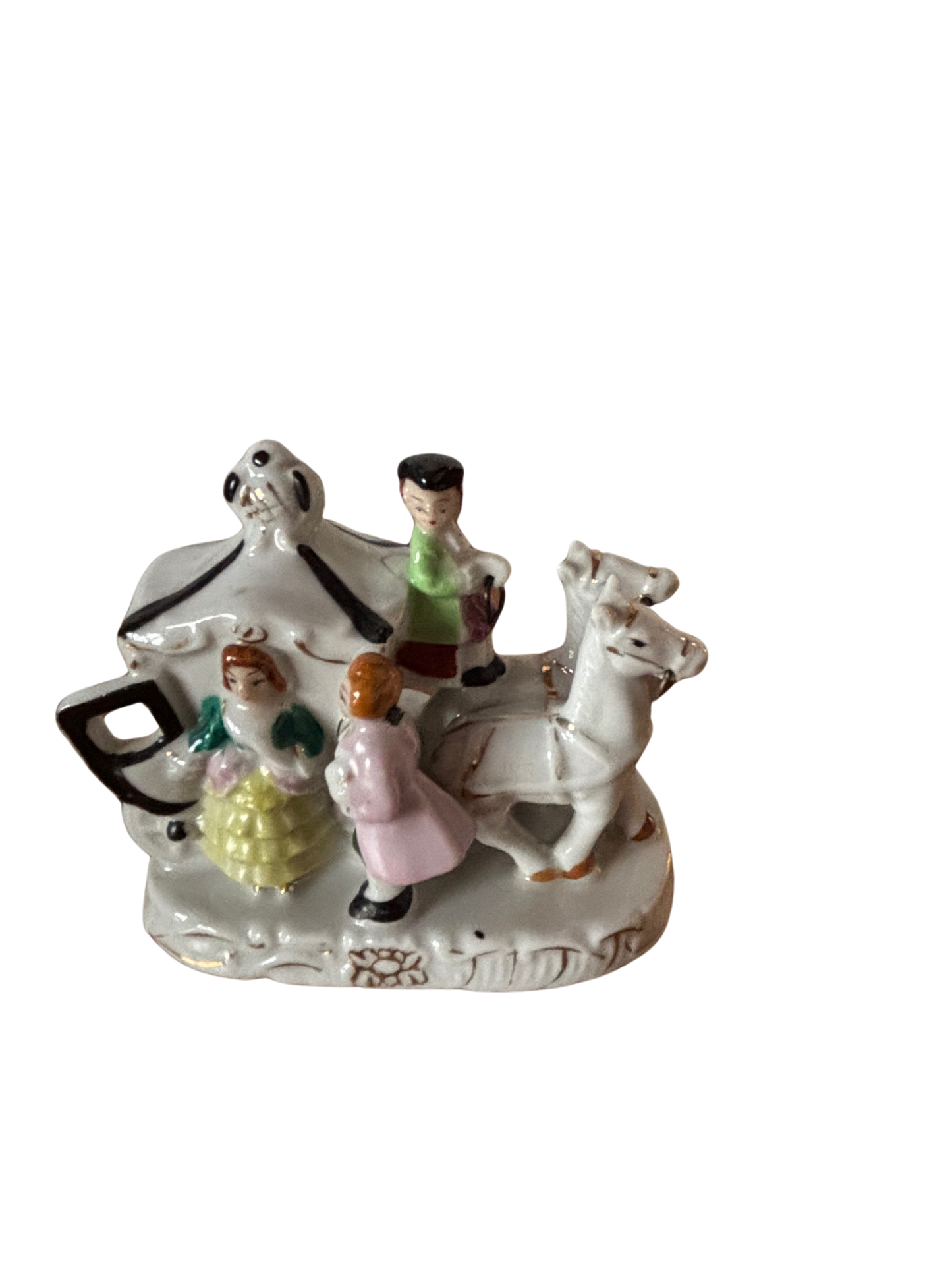 Oggetto Vintage in Ceramica – Scena di Discesa da Carrozza