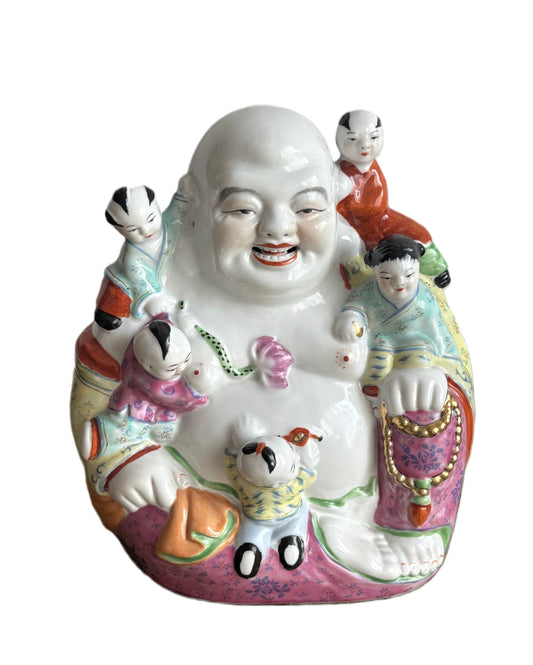 Budda della Felicità in Ceramica con Bambini