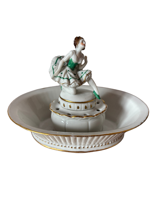 Volkstedt ballerina porcellana antica – vasetto portafiori restaurato da collezione