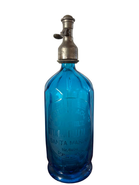 Bottiglia a Sifone in Vetro Blu – Ditta Fratelli Zanini Venezia | Vintage da Collezione