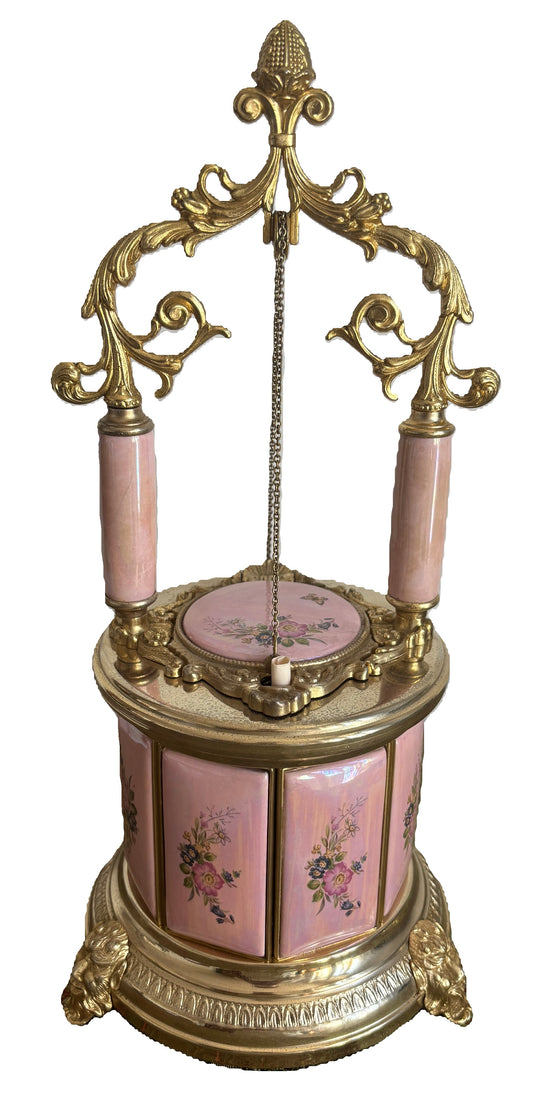Porta sigarette vintage con meccanismo a espulsione e carillon – stile classico con decori floreali
