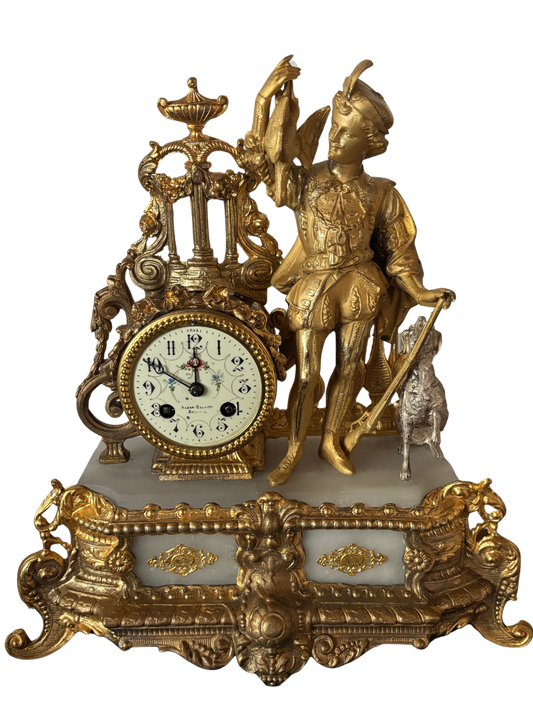 Antique Baroque‑style table clock with noble figure