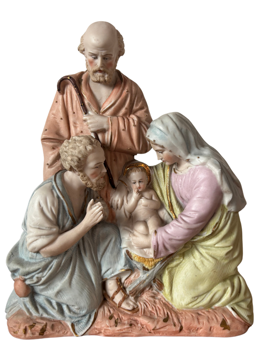 Statuetta della Sacra Famiglia in ceramica bisquit