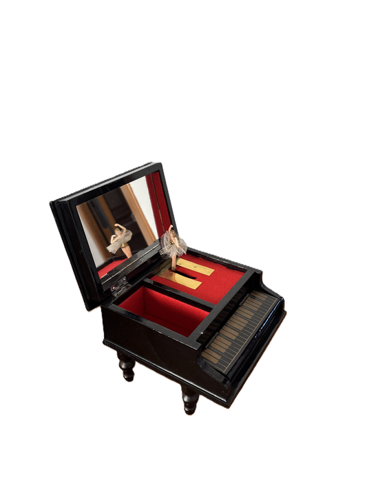 Portagioie giapponese vintage con carillon funzionante – pianoforte con decorazioni colorate e ballerina danzante