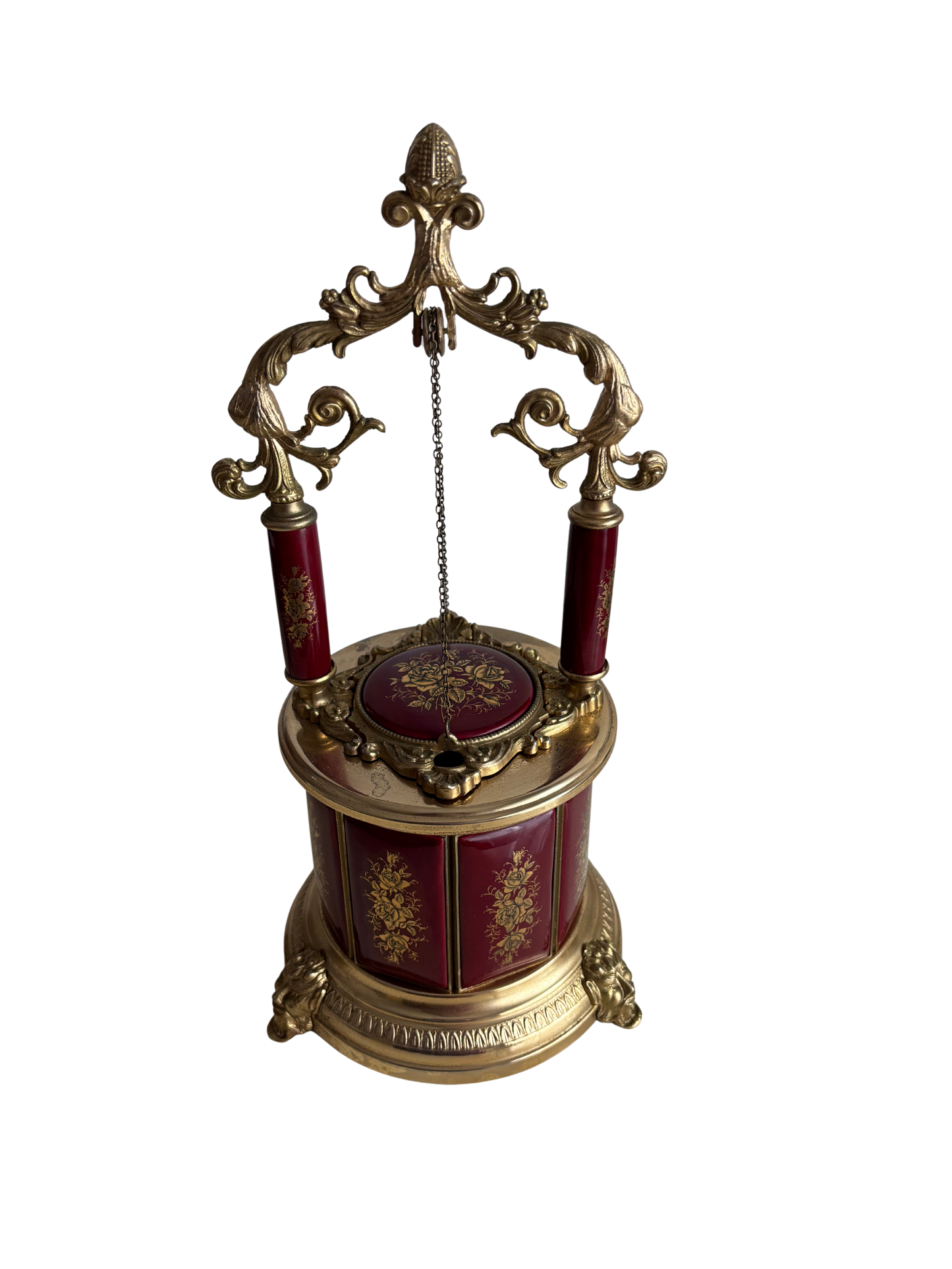 Brunnenförmiger Zigarettenspender mit funktionierender Spieluhr und Rotationsmechanismus