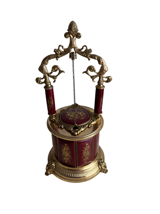 Portasigarette a pozzo con carillon funzionante e meccanismo rotante