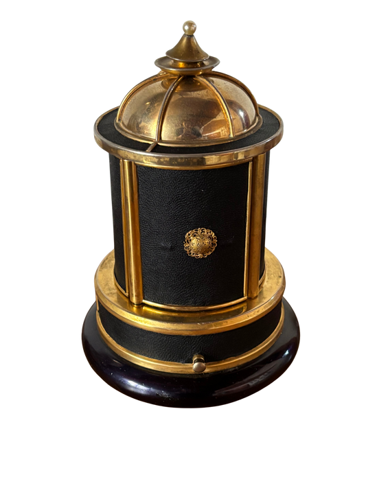 Vintage Cigarette Holder with Music Box in Metal and Replaced Synthetic Leather, Functional and Restored