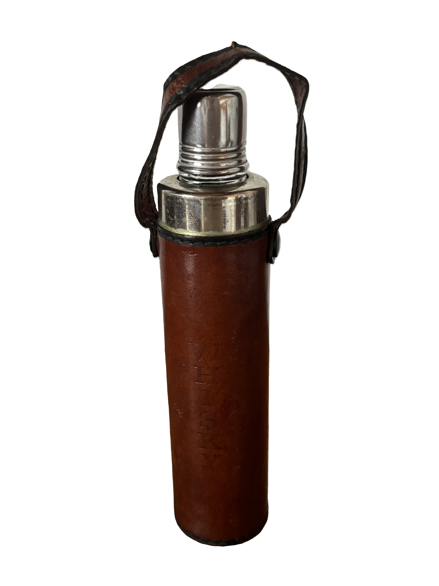 Fiaschetta Portatile per Whisky Vintage in Vetro con Rivestimento in Similpelle e Coperchio in Metallo