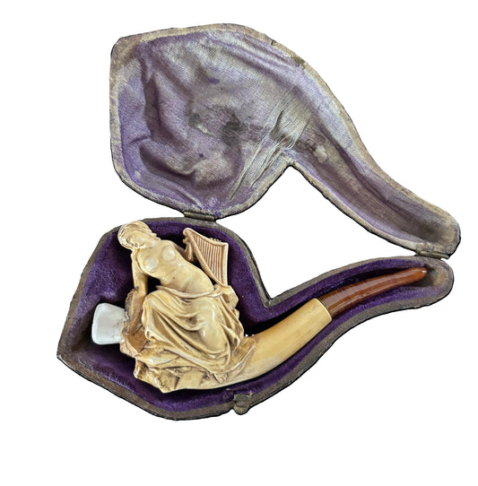 Pipa in Schiuma di Mare – Figura Femminile con Arpa, Parte Superiore Rimovibile