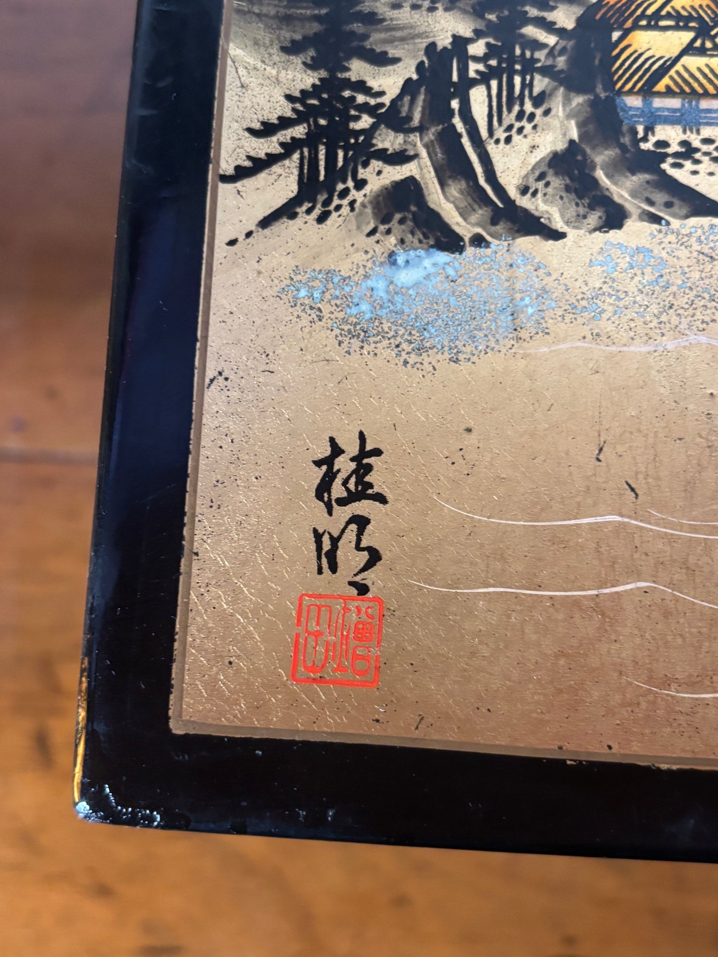 Large Japanese jewelry box with working music box and dancing geisha