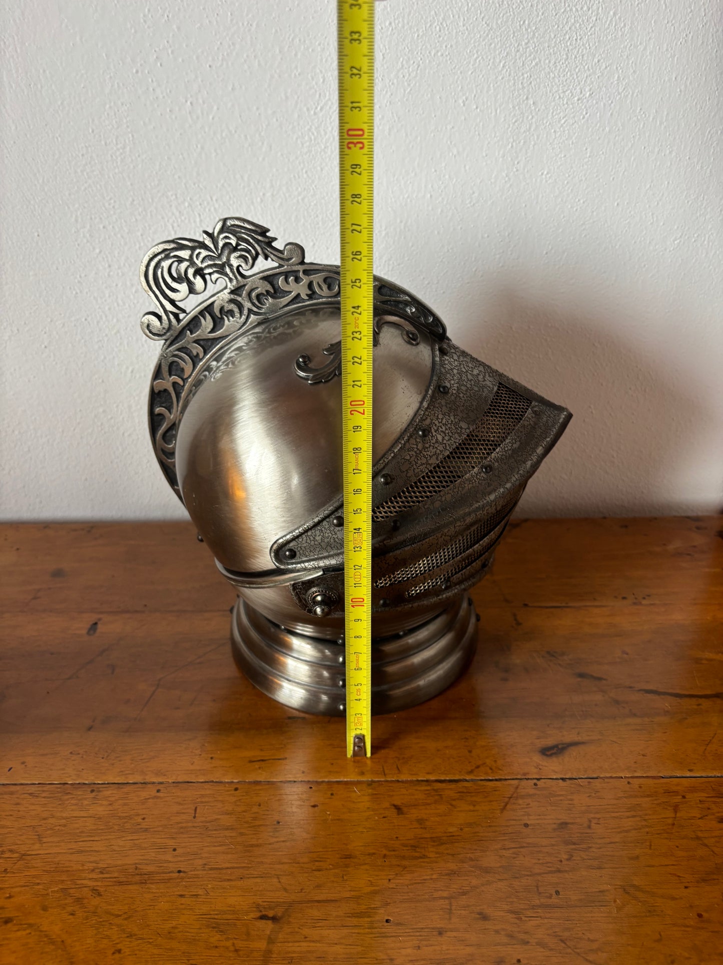 Vintage bar helmet with music box and liquor set