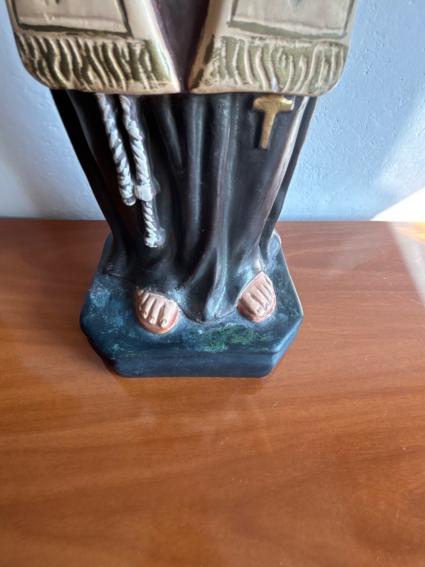 Statua di Sant’Antonio con Gesù Bambino in gesso – Restaurata, con occhi in vetro e aureola rimovibile