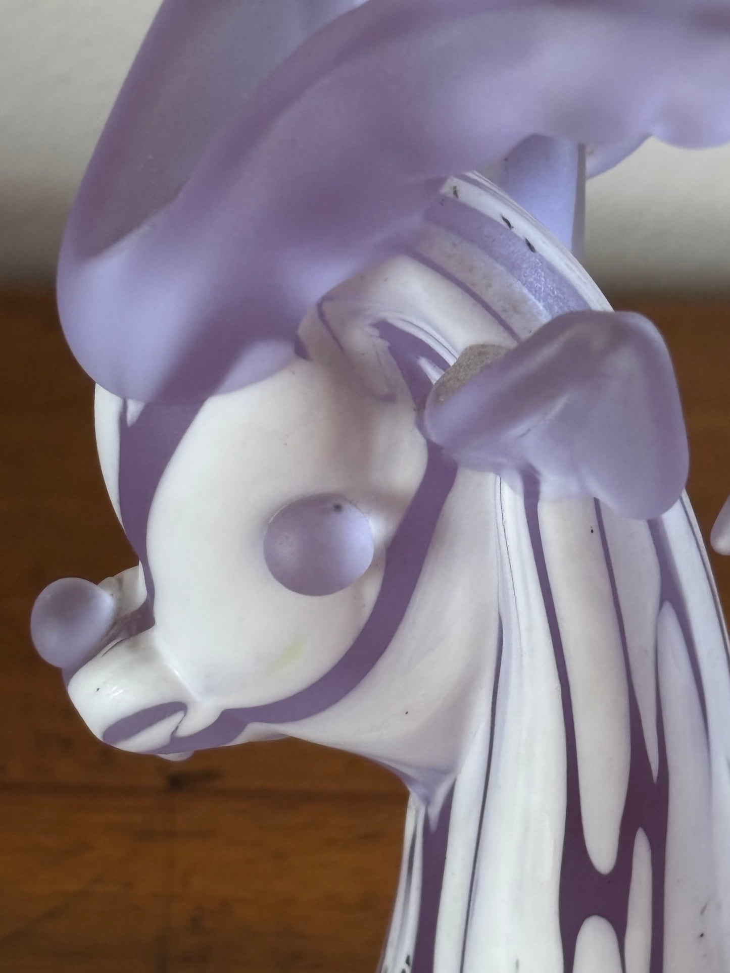 Mountain Goat in Glass – Handmade Violet and White Sculpture