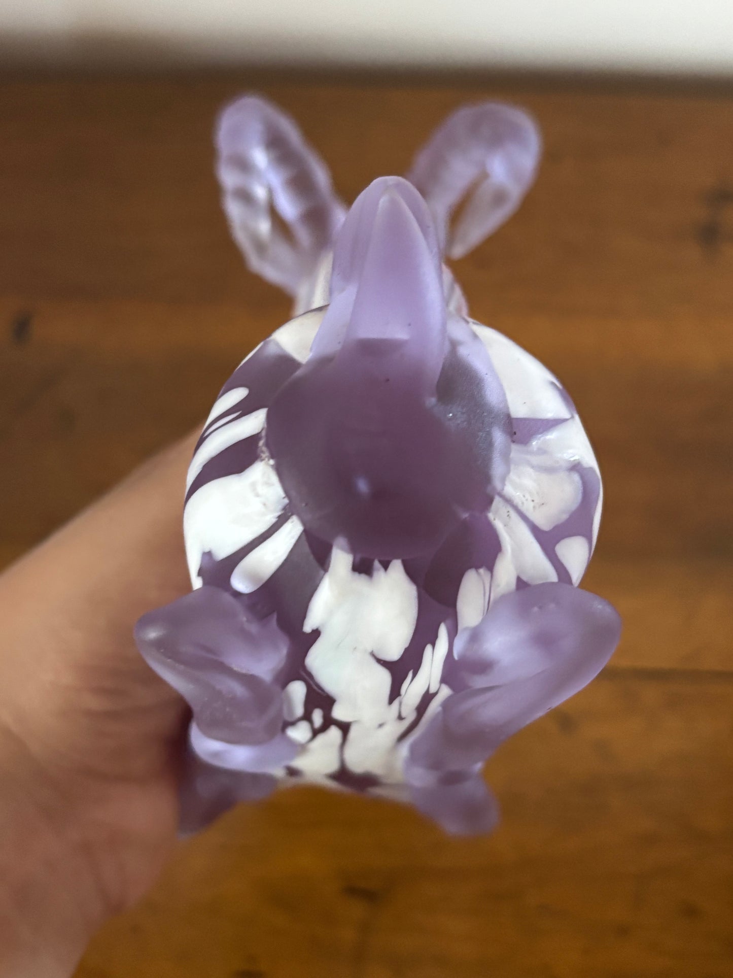 Mountain Goat in Glass – Handmade Violet and White Sculpture