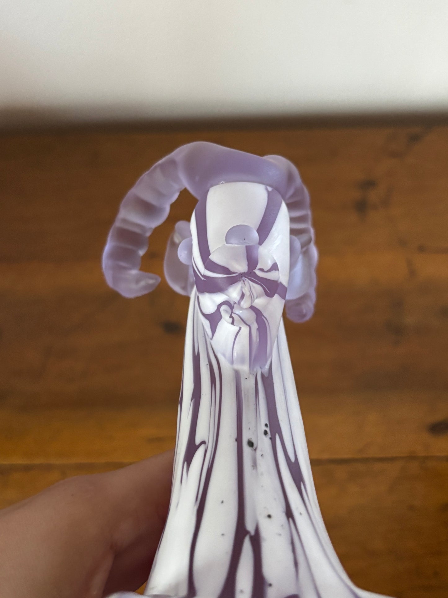 Mountain Goat in Glass – Handmade Violet and White Sculpture