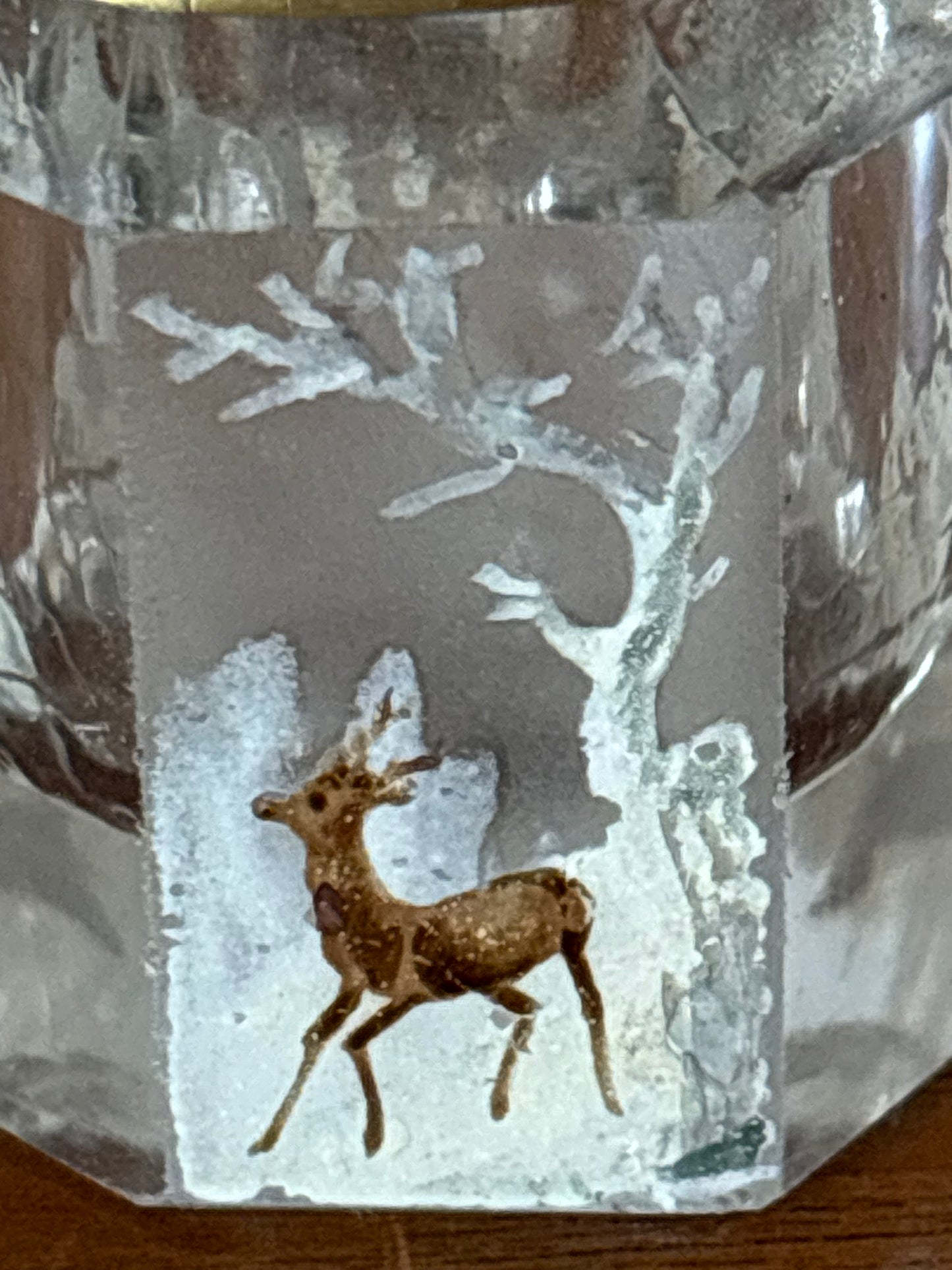 Antique Hand-Painted Glass Inkwell