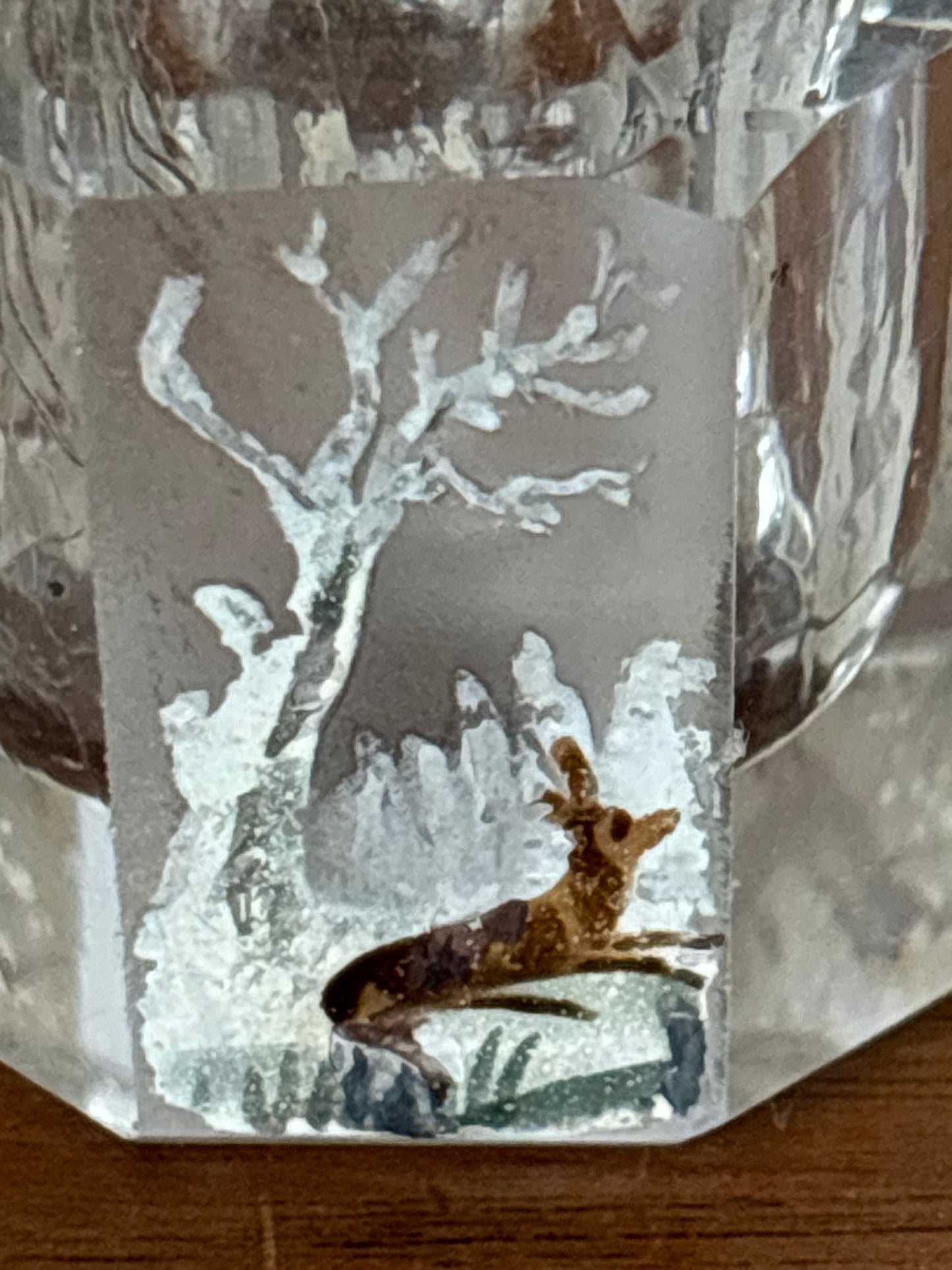Antique Hand-Painted Glass Inkwell