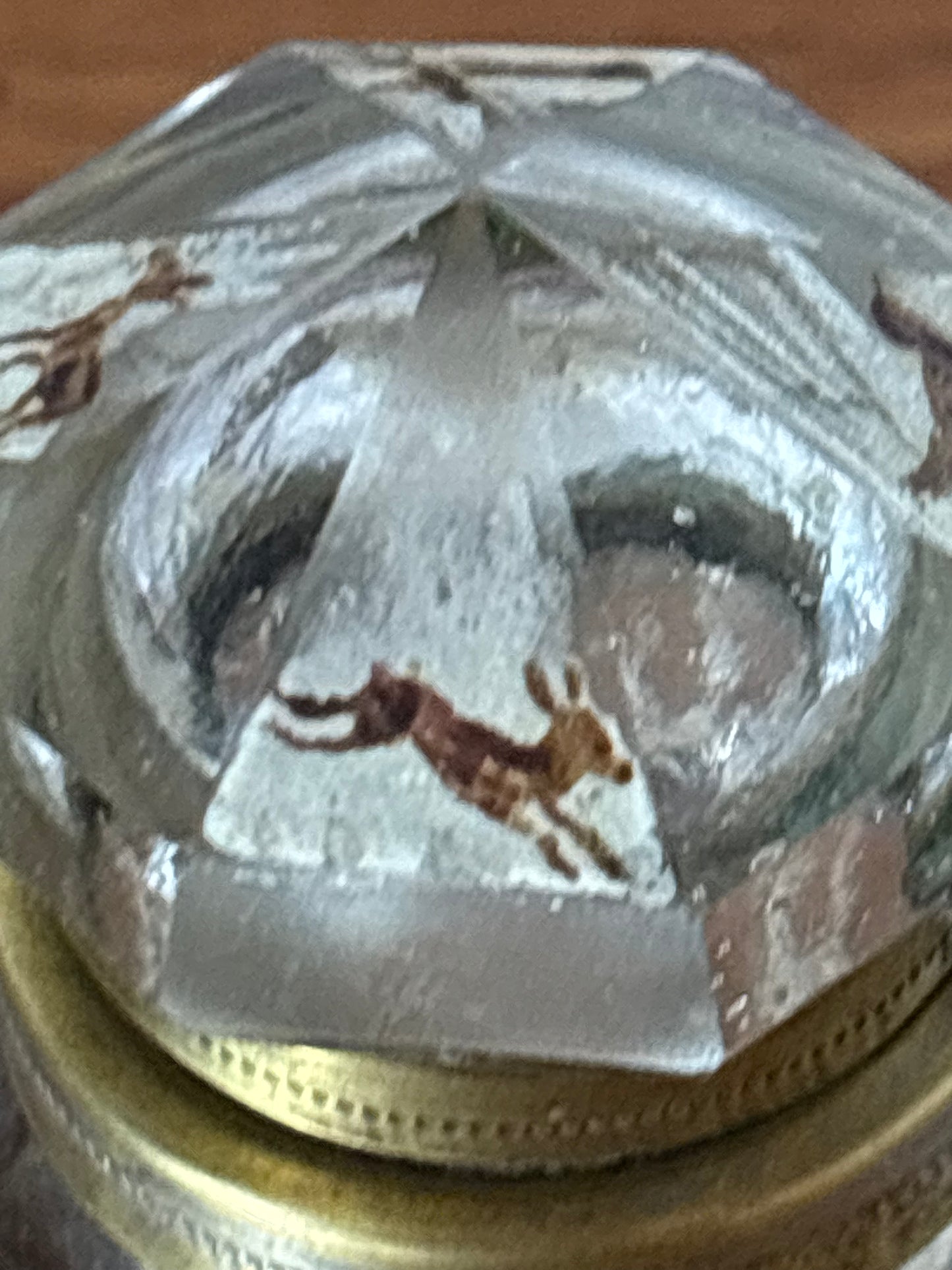 Antique Hand-Painted Glass Inkwell