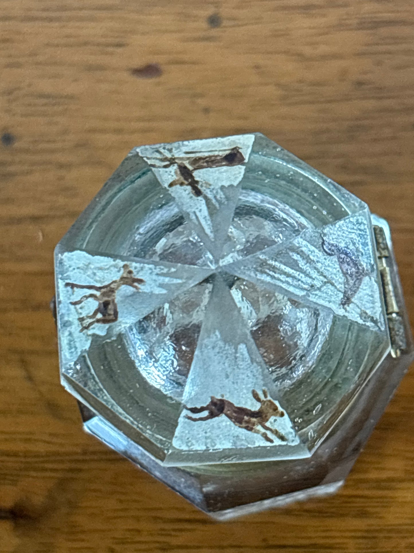 Antique Hand-Painted Glass Inkwell