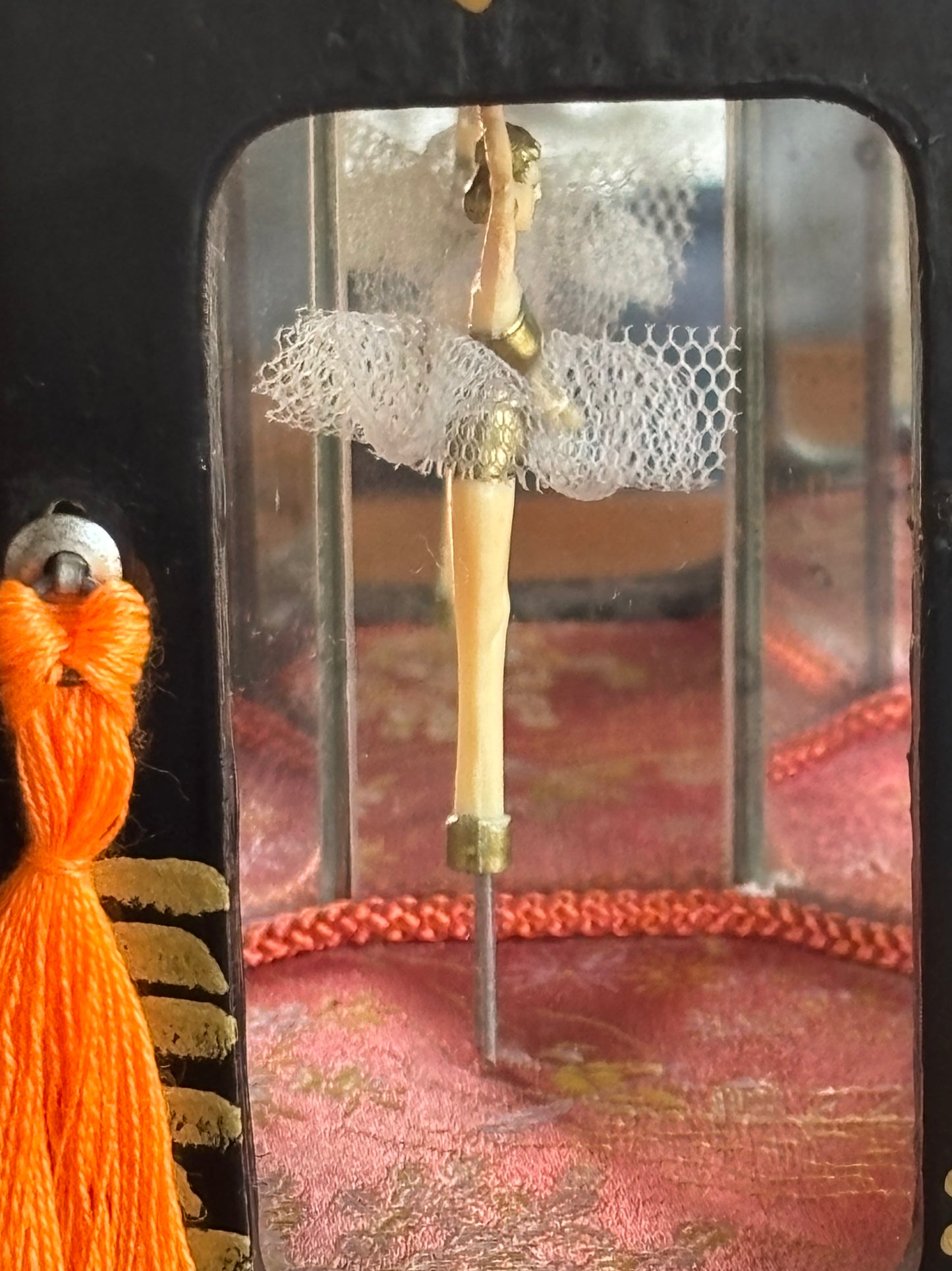 Japanese lacquered jewelry box with drawers and music box with ballerina