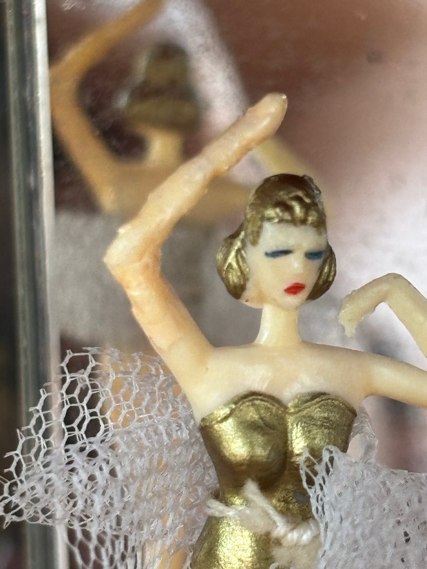 Japanese lacquered jewelry box with drawers and music box with ballerina