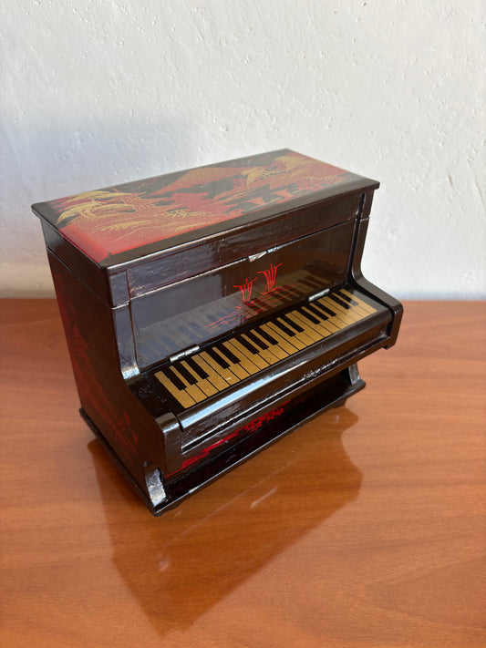 Portagioie giapponese vintage a forma di pianoforte con carillon funzionante